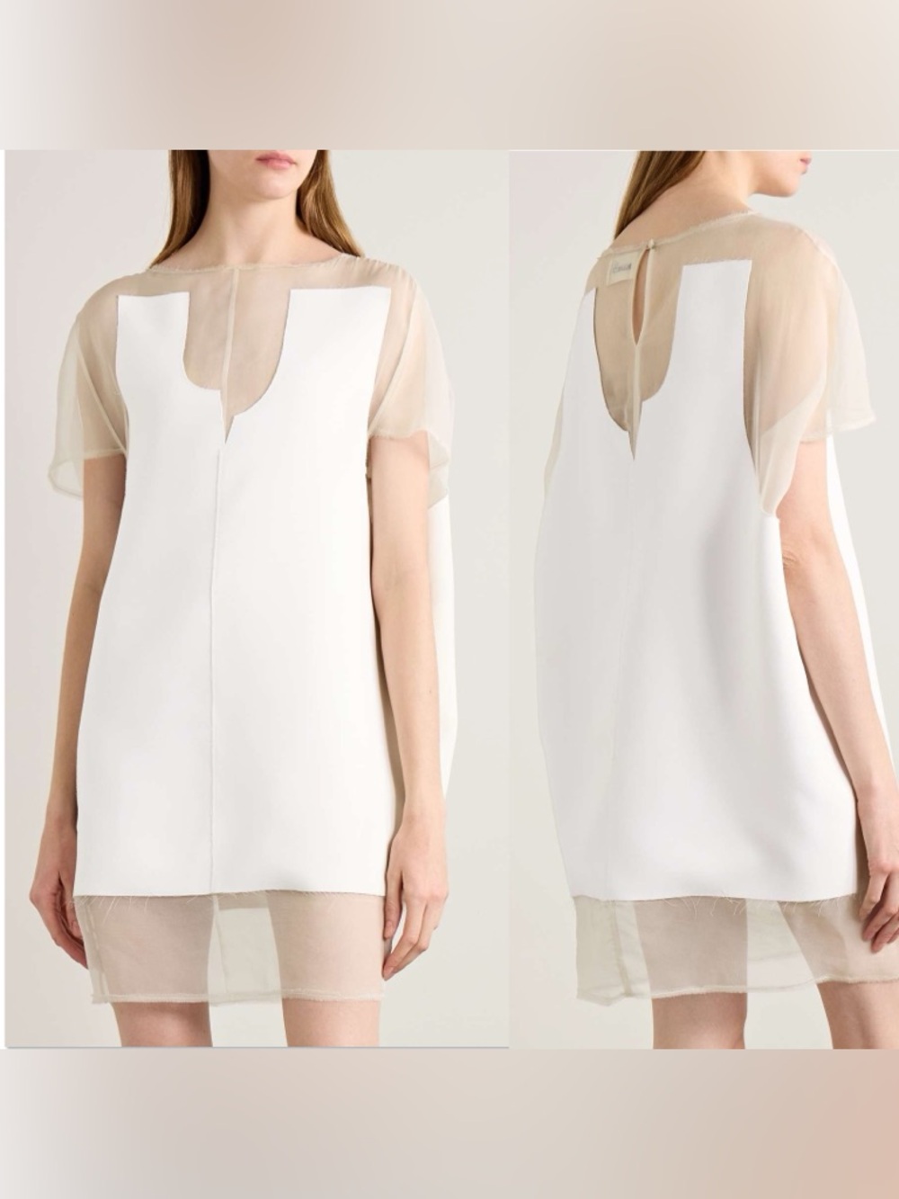 New KHAITE Winona paneled crepe and chiffon mini dress $2,200 M